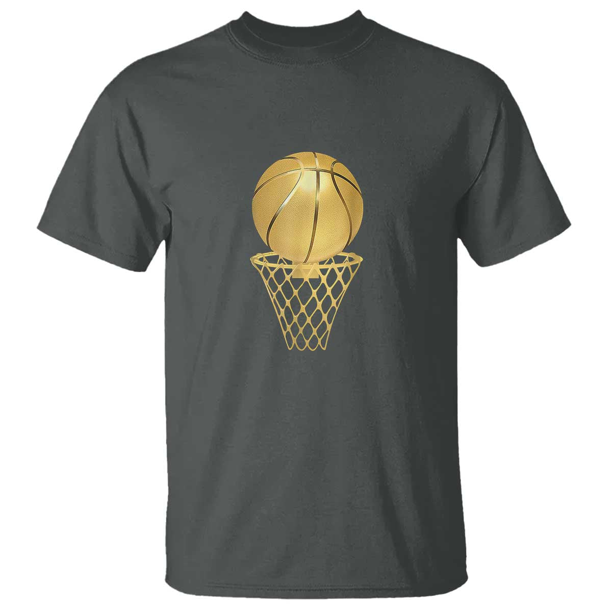 Golden Basketball Hoop T Shirt Trophy Game Player Coach Sports Lover