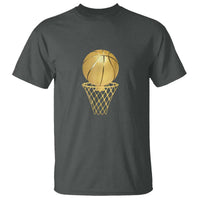 Golden Basketball Hoop T Shirt Trophy Game Player Coach Sports Lover