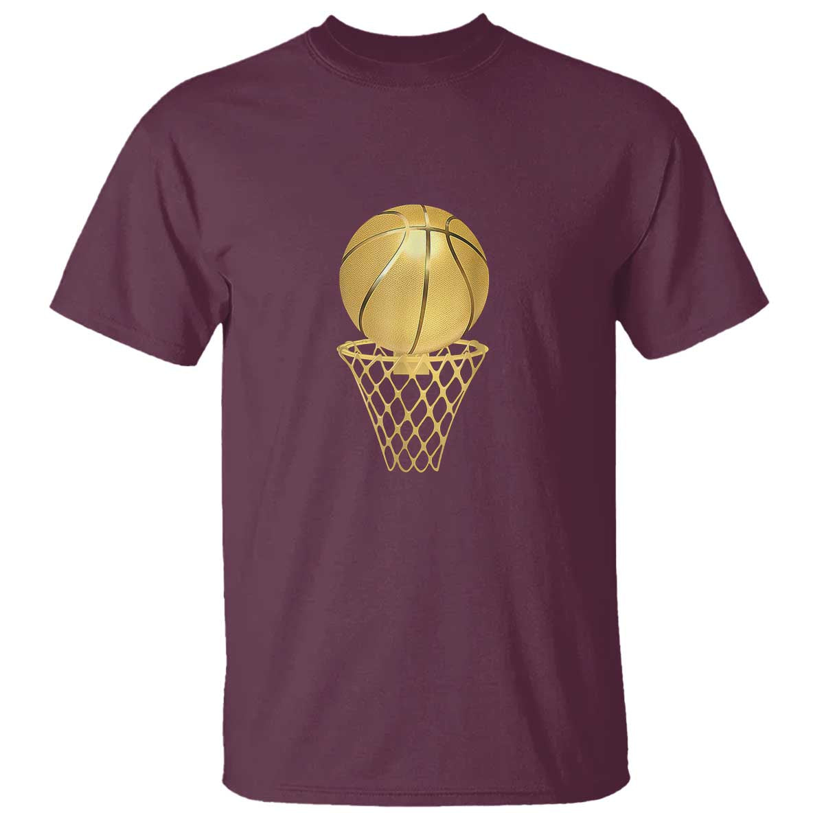 Golden Basketball Hoop T Shirt Trophy Game Player Coach Sports Lover