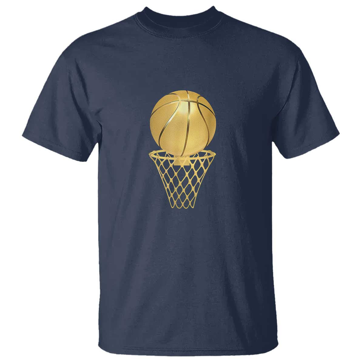 Golden Basketball Hoop T Shirt Trophy Game Player Coach Sports Lover