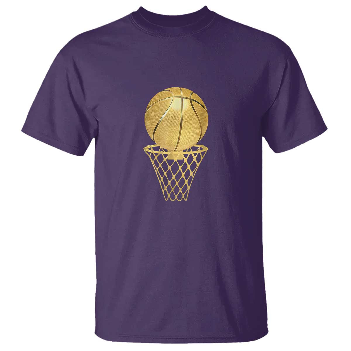 Golden Basketball Hoop T Shirt Trophy Game Player Coach Sports Lover
