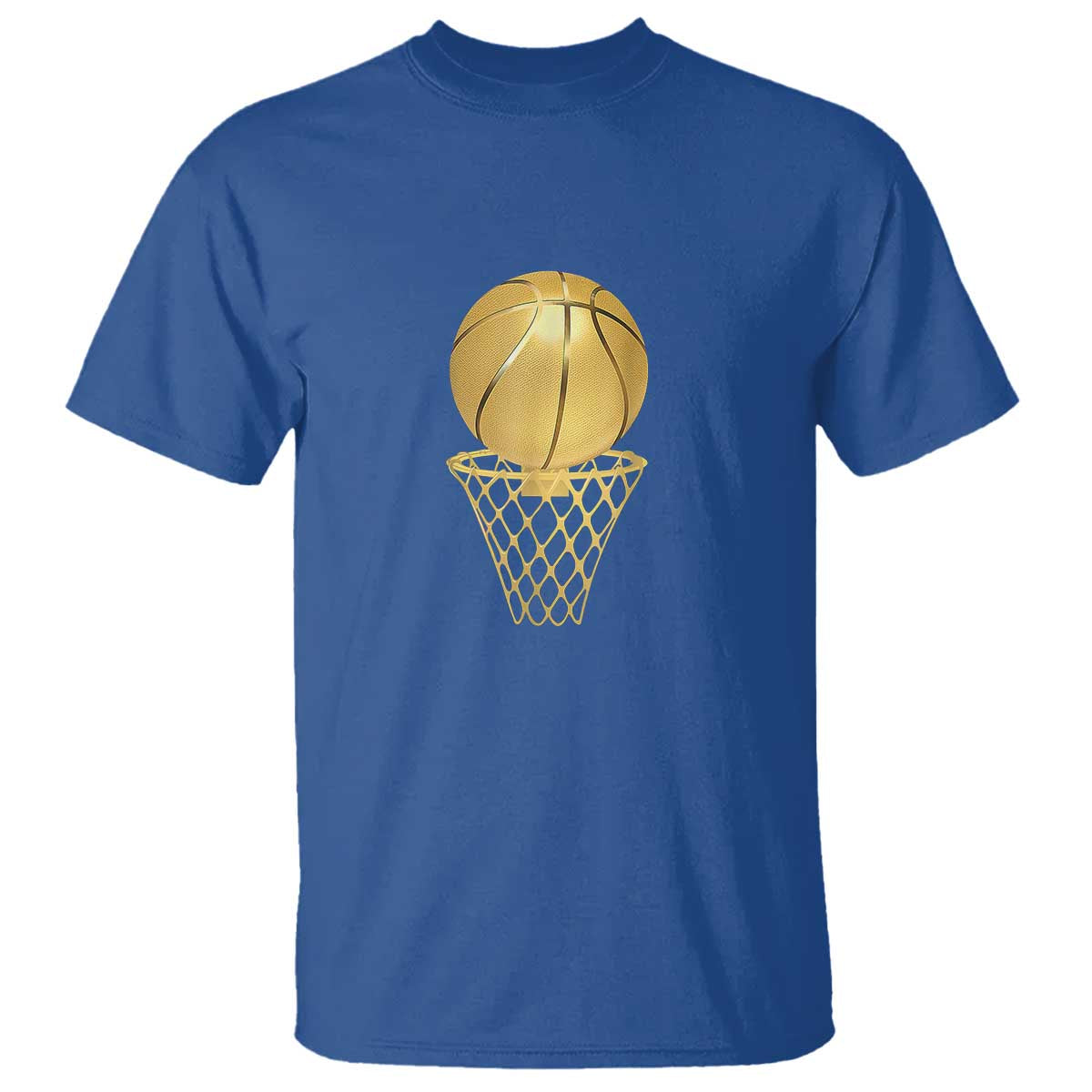 Golden Basketball Hoop T Shirt Trophy Game Player Coach Sports Lover