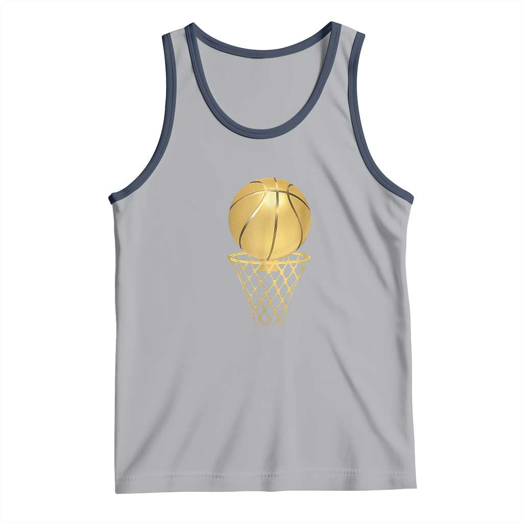 Golden Basketball Hoop Tank Top Trophy Game Player Coach Sports Lover