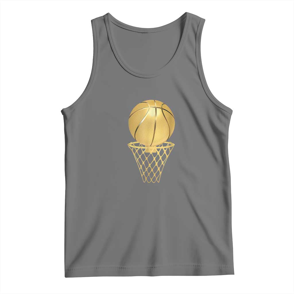 Golden Basketball Hoop Tank Top Trophy Game Player Coach Sports Lover