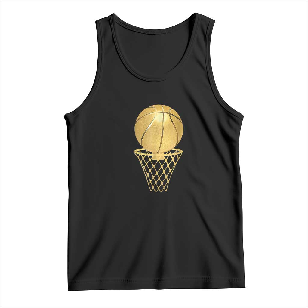 Golden Basketball Hoop Tank Top Trophy Game Player Coach Sports Lover