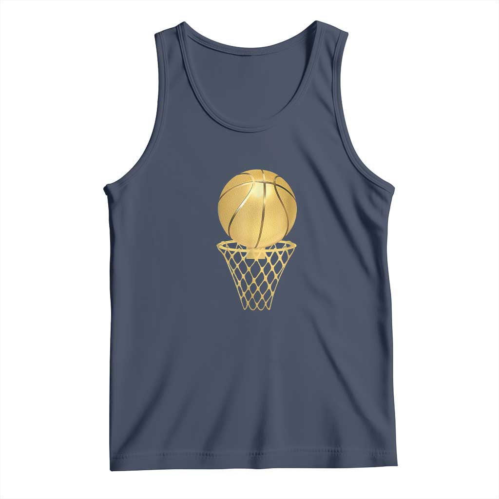 Golden Basketball Hoop Tank Top Trophy Game Player Coach Sports Lover