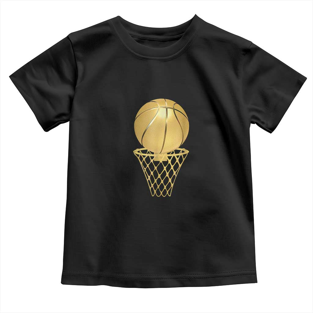 Golden Basketball Hoop Toddler T Shirt Trophy Game Player Coach Sports Lover