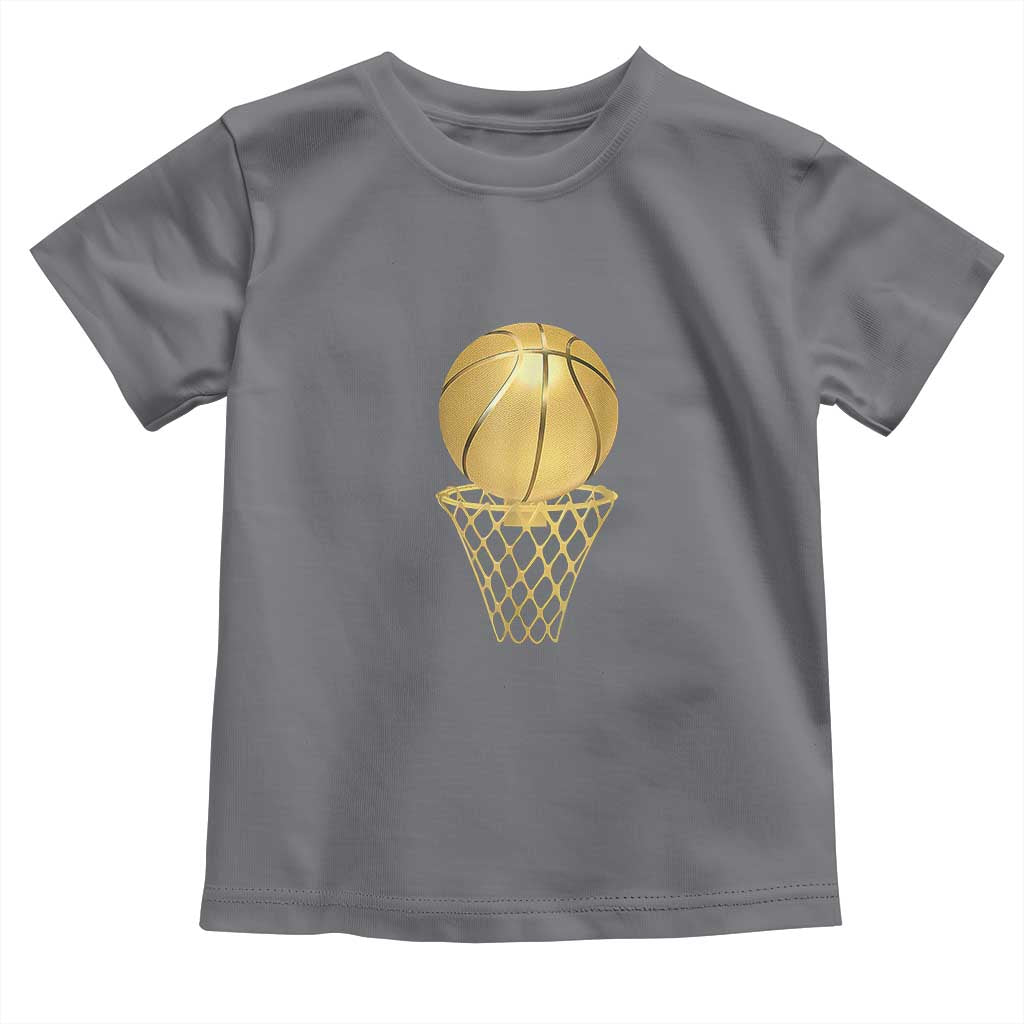 Golden Basketball Hoop Toddler T Shirt Trophy Game Player Coach Sports Lover