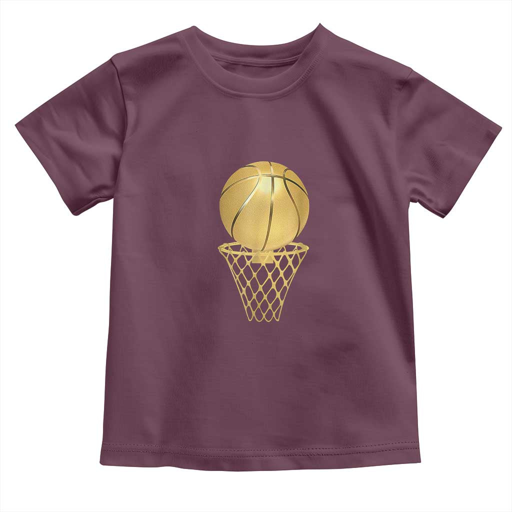 Golden Basketball Hoop Toddler T Shirt Trophy Game Player Coach Sports Lover