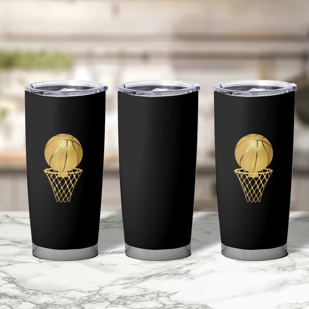 Golden Basketball Hoop Tumbler Cup Trophy Game Player Coach Sports Lover