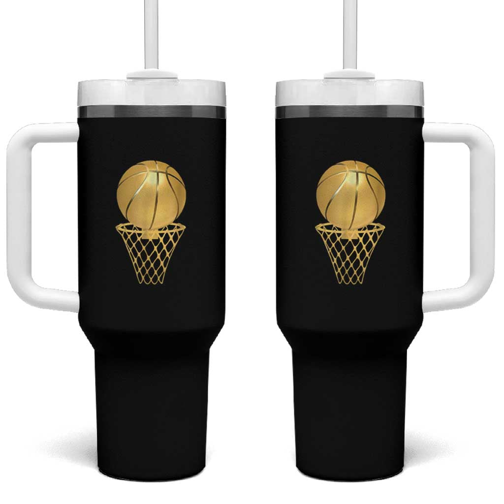 Golden Basketball Hoop Tumbler With Handle Trophy Game Player Coach Sports Lover