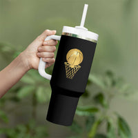 Golden Basketball Hoop Tumbler With Handle Trophy Game Player Coach Sports Lover