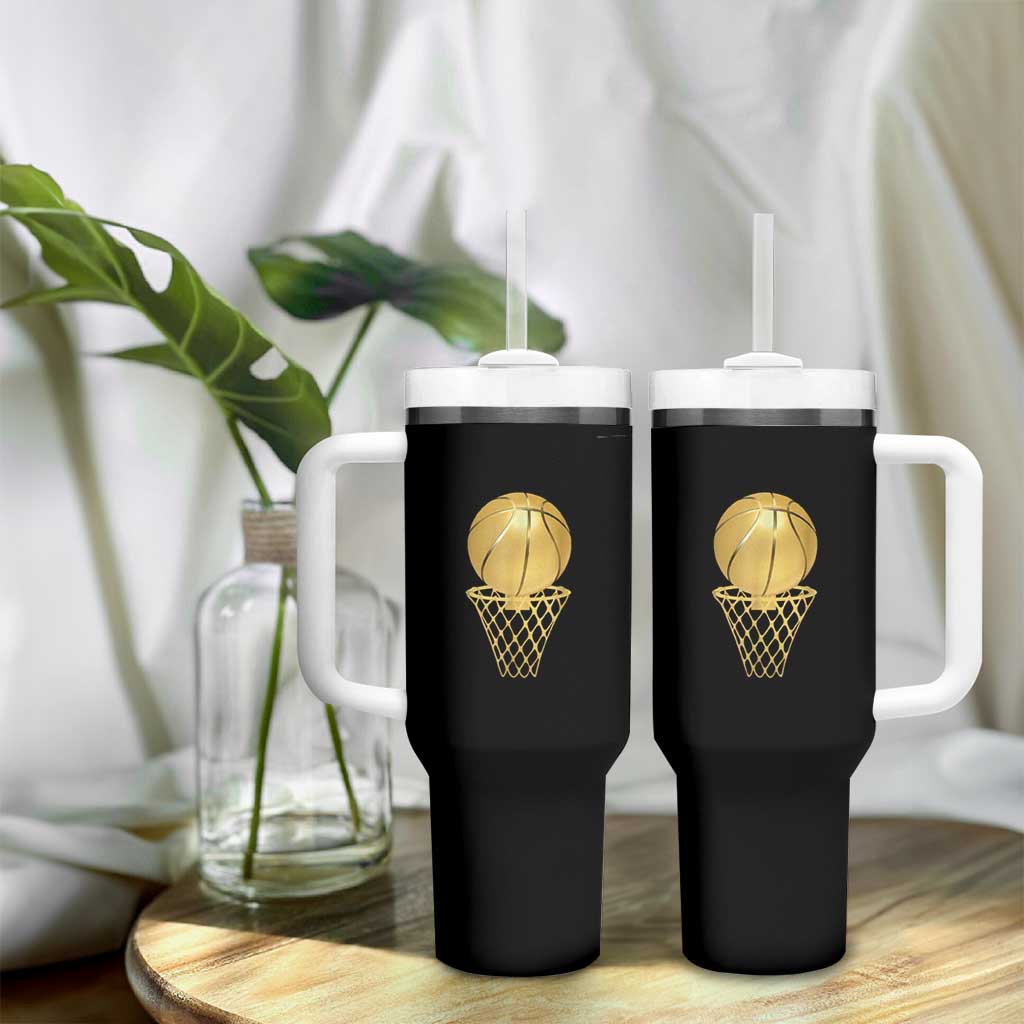 Golden Basketball Hoop Tumbler With Handle Trophy Game Player Coach Sports Lover