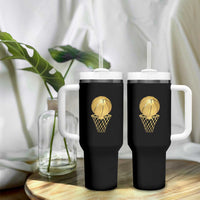 Golden Basketball Hoop Tumbler With Handle Trophy Game Player Coach Sports Lover