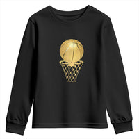 Golden Basketball Hoop Youth Sweatshirt Trophy Game Player Coach Sports Lover