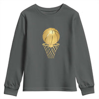 Golden Basketball Hoop Youth Sweatshirt Trophy Game Player Coach Sports Lover