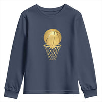 Golden Basketball Hoop Youth Sweatshirt Trophy Game Player Coach Sports Lover