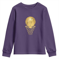 Golden Basketball Hoop Youth Sweatshirt Trophy Game Player Coach Sports Lover