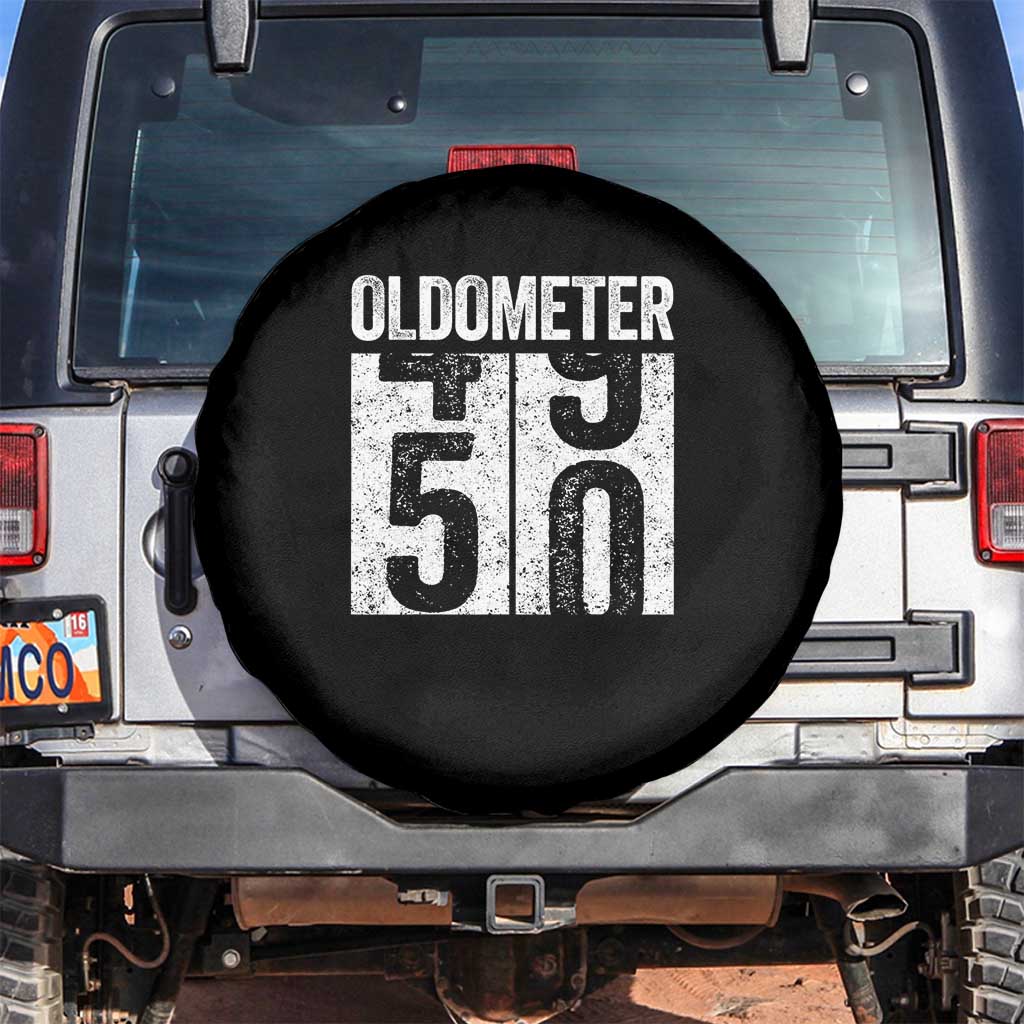 Oldometer 50 Birthday Spare Tire Cover Funny Vintage Aged to Perfection