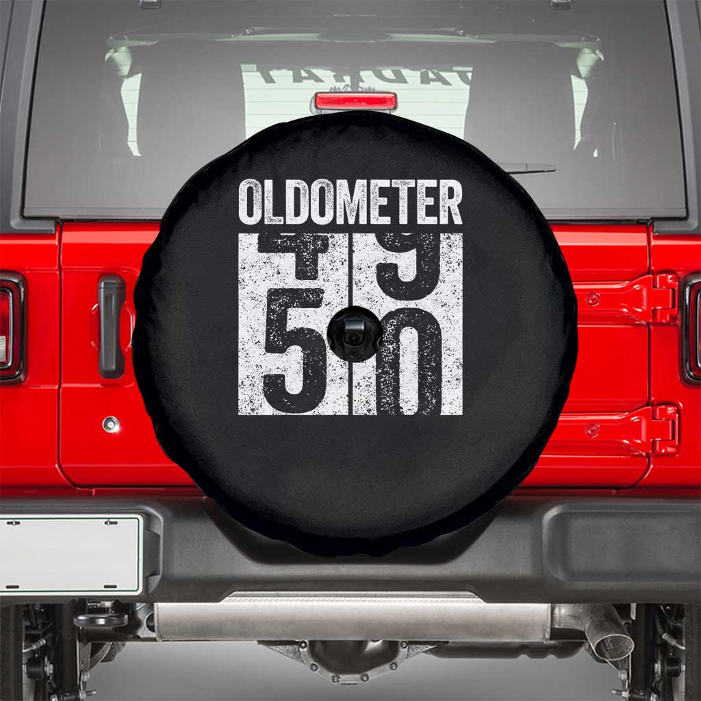 Oldometer 50 Birthday Spare Tire Cover Funny Vintage Aged to Perfection