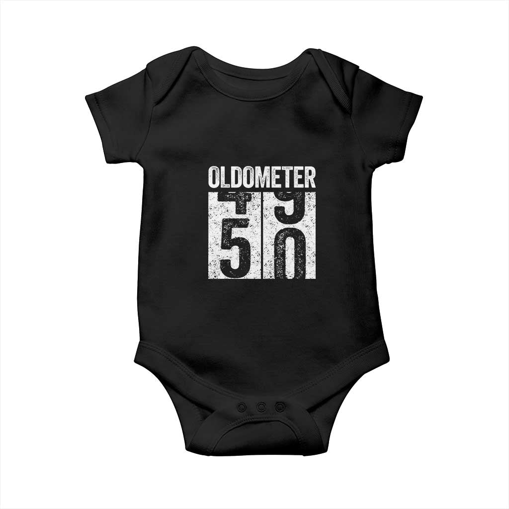 Oldometer 50 Birthday Baby Onesie Funny Vintage Aged to Perfection