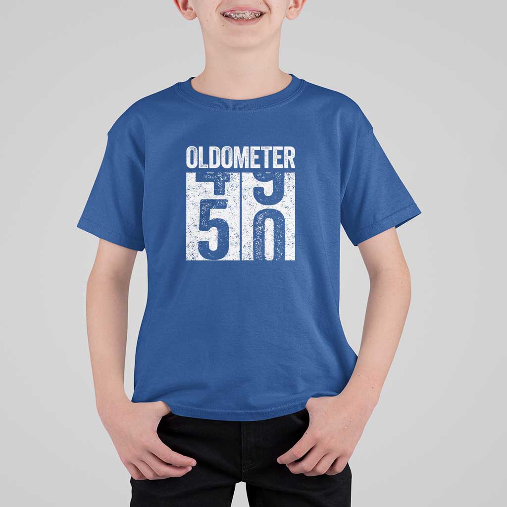 Oldometer 50 Birthday T Shirt For Kid Funny Vintage Aged to Perfection