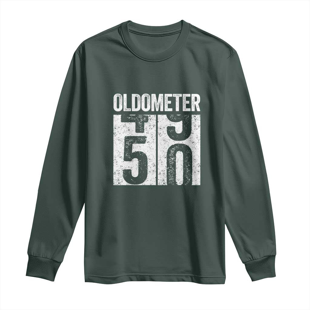 Oldometer 50 Birthday Long Sleeve Shirt Funny Vintage Aged to Perfection