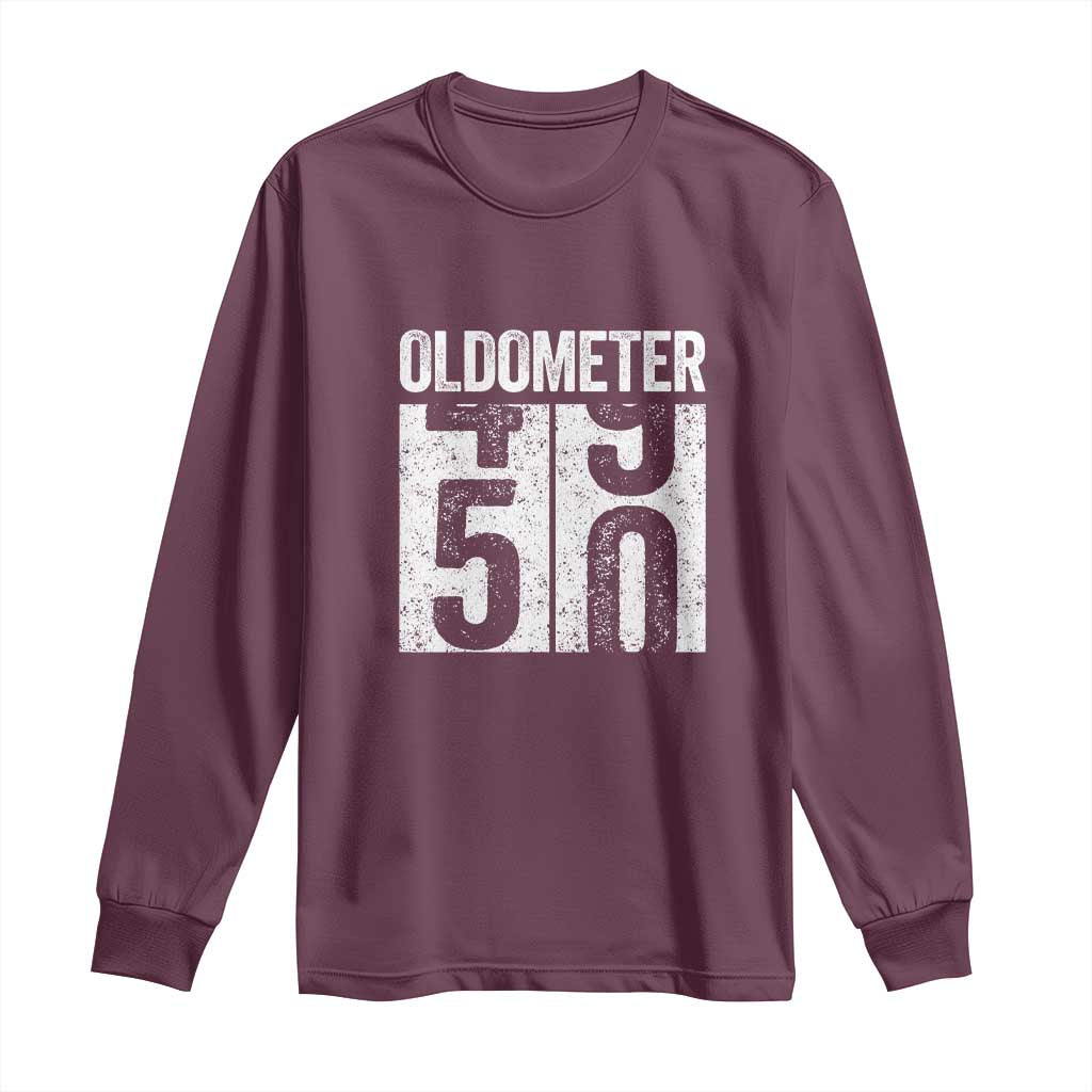 Oldometer 50 Birthday Long Sleeve Shirt Funny Vintage Aged to Perfection