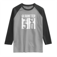 Oldometer 50 Birthday Raglan Shirt Funny Vintage Aged to Perfection