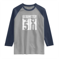 Oldometer 50 Birthday Raglan Shirt Funny Vintage Aged to Perfection