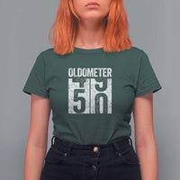 Oldometer 50 Birthday T Shirt For Women Funny Vintage Aged to Perfection
