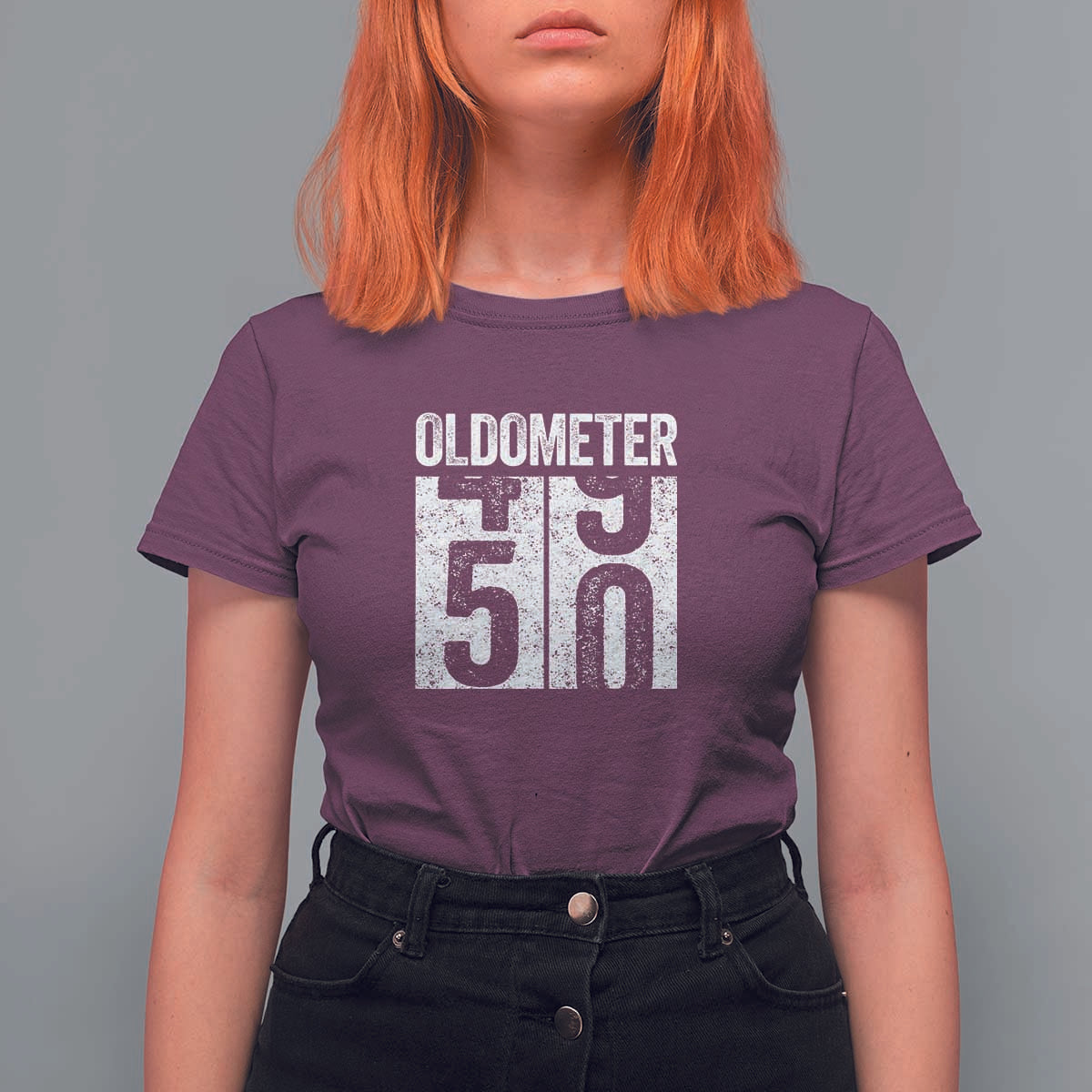 Oldometer 50 Birthday T Shirt For Women Funny Vintage Aged to Perfection