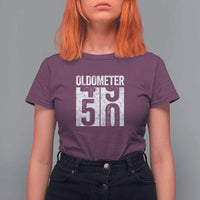 Oldometer 50 Birthday T Shirt For Women Funny Vintage Aged to Perfection