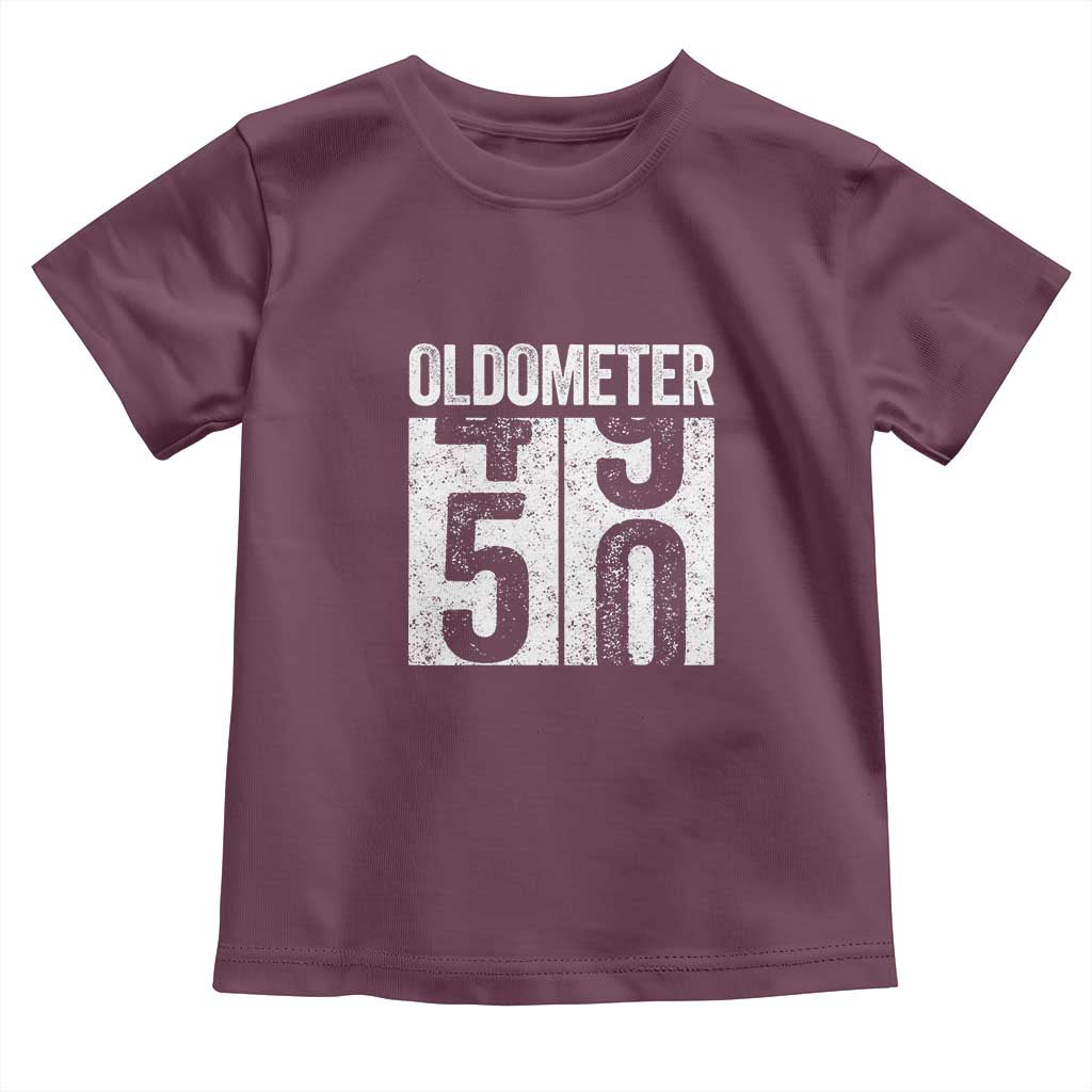 Oldometer 50 Birthday Toddler T Shirt Funny Vintage Aged to Perfection