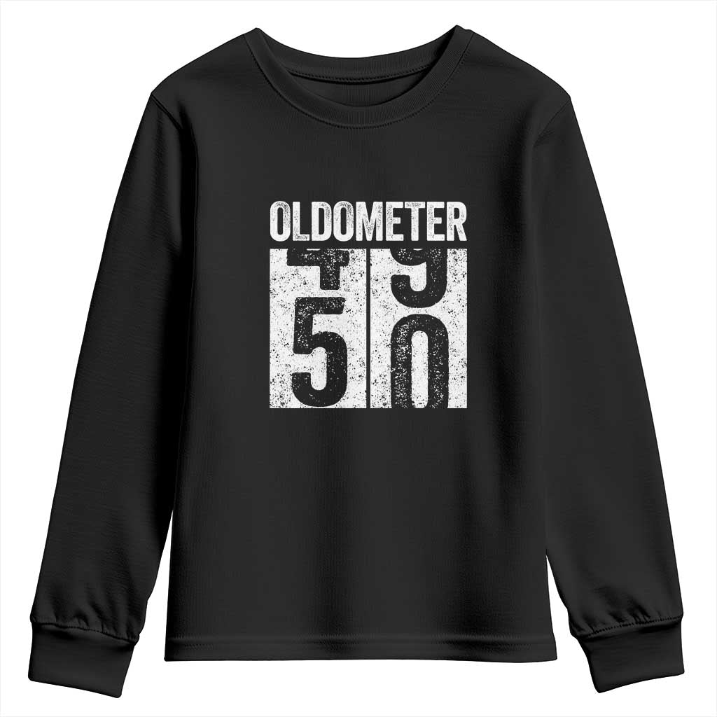 Oldometer 50 Birthday Youth Sweatshirt Funny Vintage Aged to Perfection