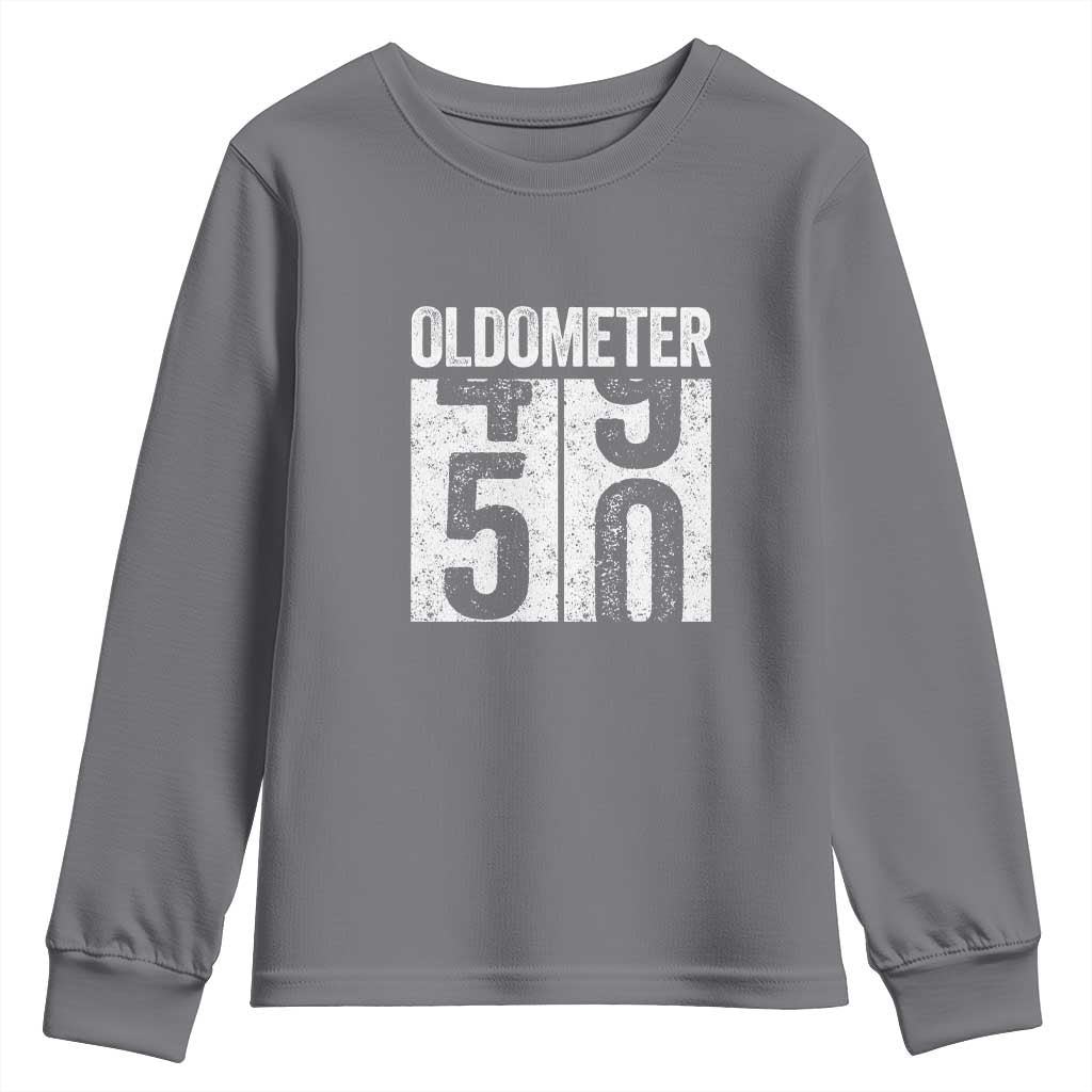 Oldometer 50 Birthday Youth Sweatshirt Funny Vintage Aged to Perfection