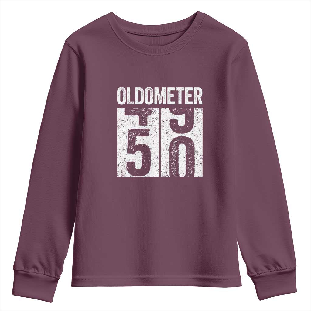 Oldometer 50 Birthday Youth Sweatshirt Funny Vintage Aged to Perfection