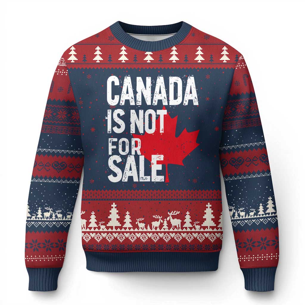 Canada Is Not For Sale Ugly Christmas Sweater Distressed Vintage Canadian Maple Leaf - Wonder Print Shop
