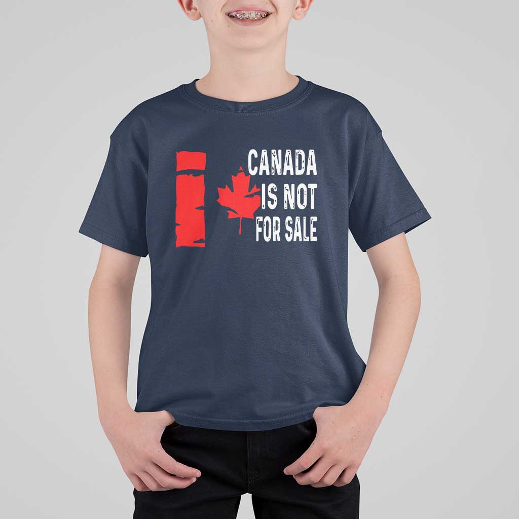 Canada Is Not For Sale T Shirt For Kid Maple Leaf Candadian Flag Distressed