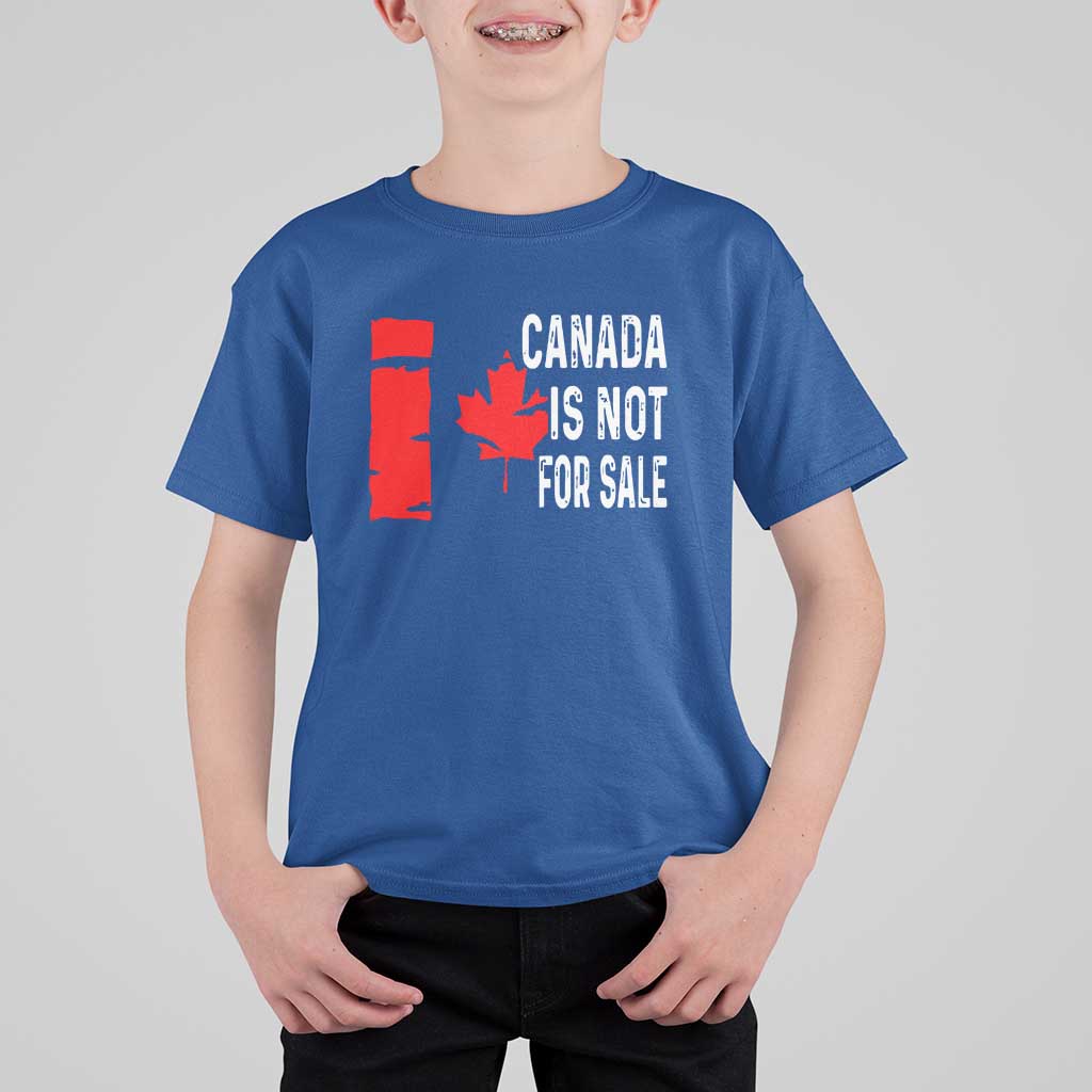 Canada Is Not For Sale T Shirt For Kid Maple Leaf Candadian Flag Distressed