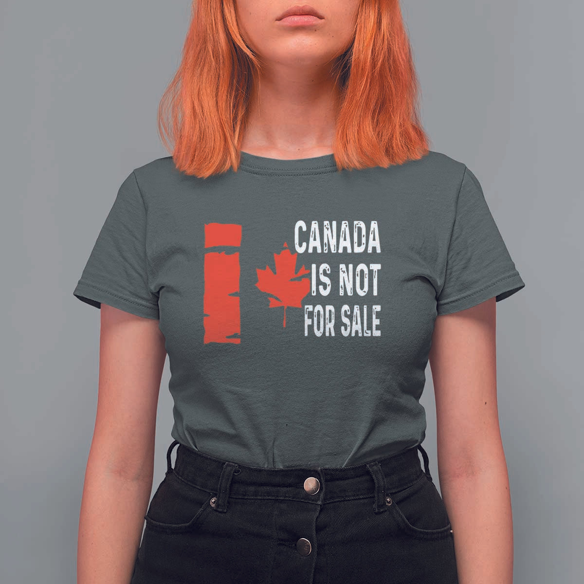 Canada Is Not For Sale T Shirt For Women Maple Leaf Candadian Flag Distressed