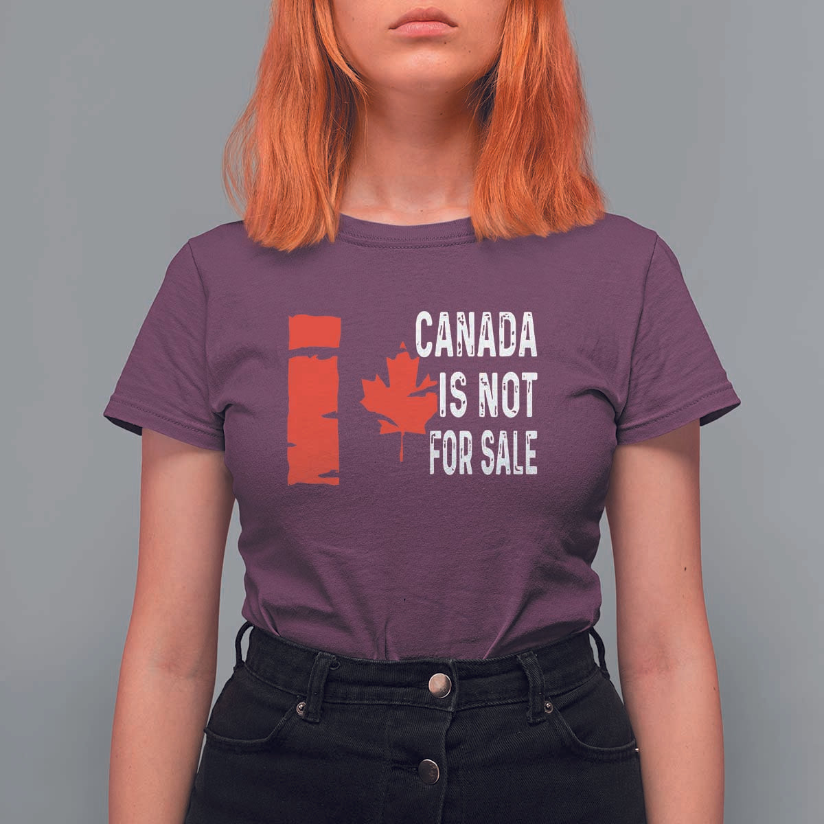 Canada Is Not For Sale T Shirt For Women Maple Leaf Candadian Flag Distressed