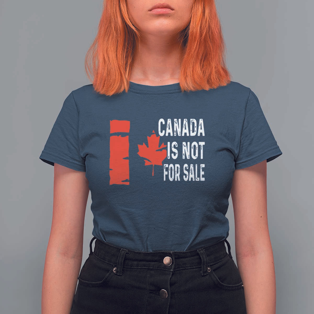 Canada Is Not For Sale T Shirt For Women Maple Leaf Candadian Flag Distressed
