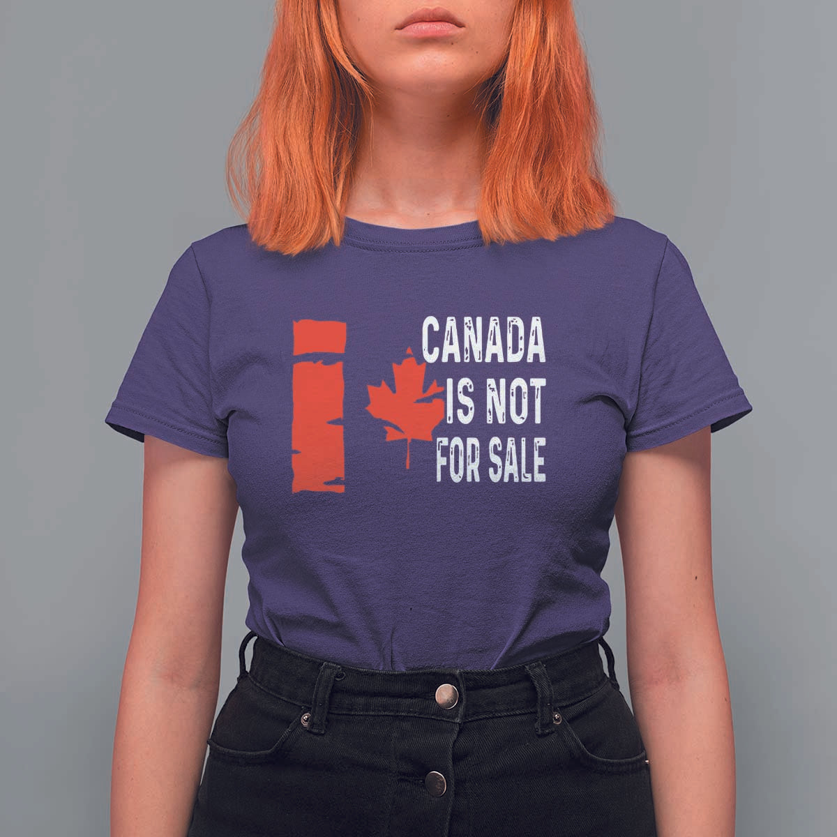 Canada Is Not For Sale T Shirt For Women Maple Leaf Candadian Flag Distressed