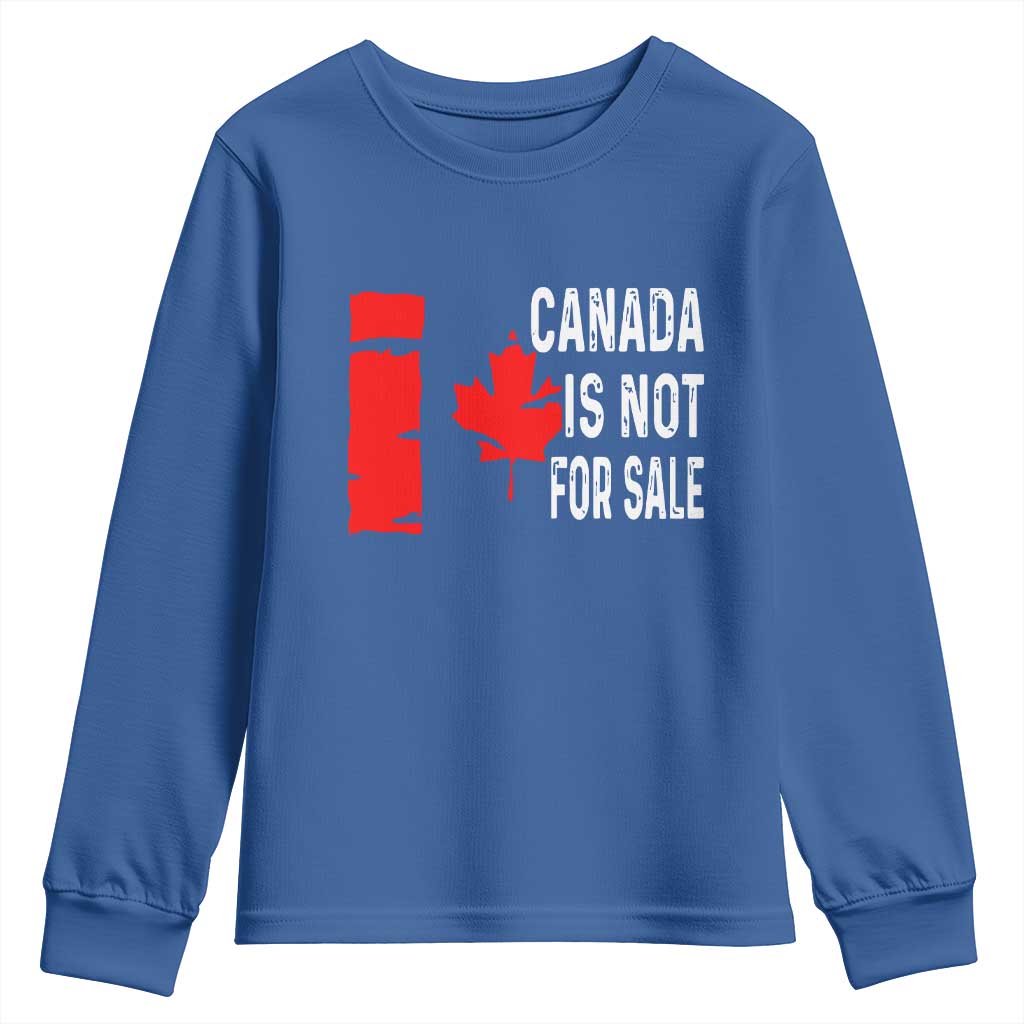 Canada Is Not For Sale Youth Sweatshirt Maple Leaf Candadian Flag Distressed