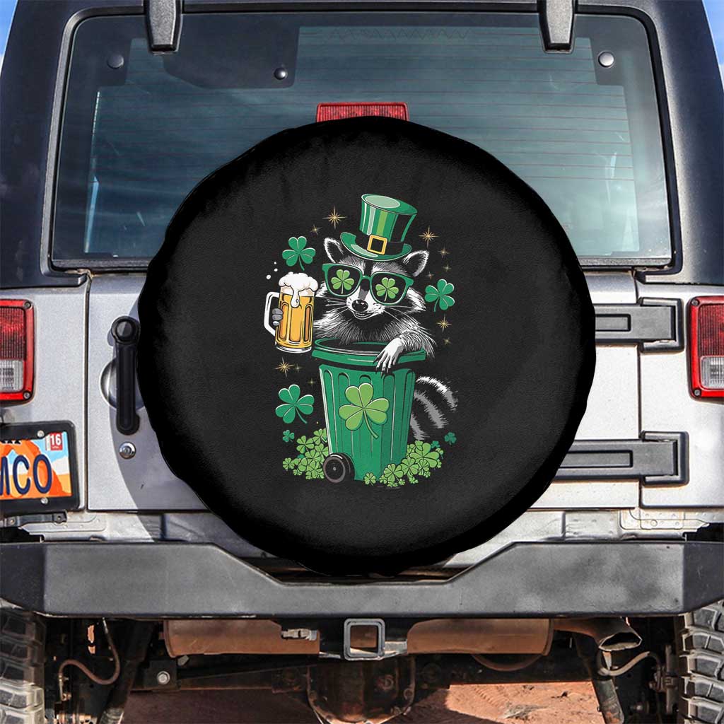 Funny St.Patrick's Day Raccoon Spare Tire Cover Patrick Drinking Irish