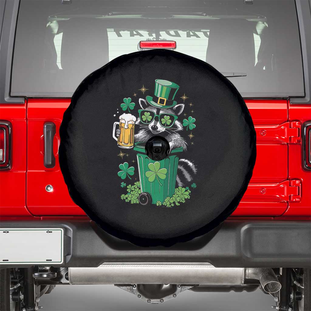 Funny St.Patrick's Day Raccoon Spare Tire Cover Patrick Drinking Irish
