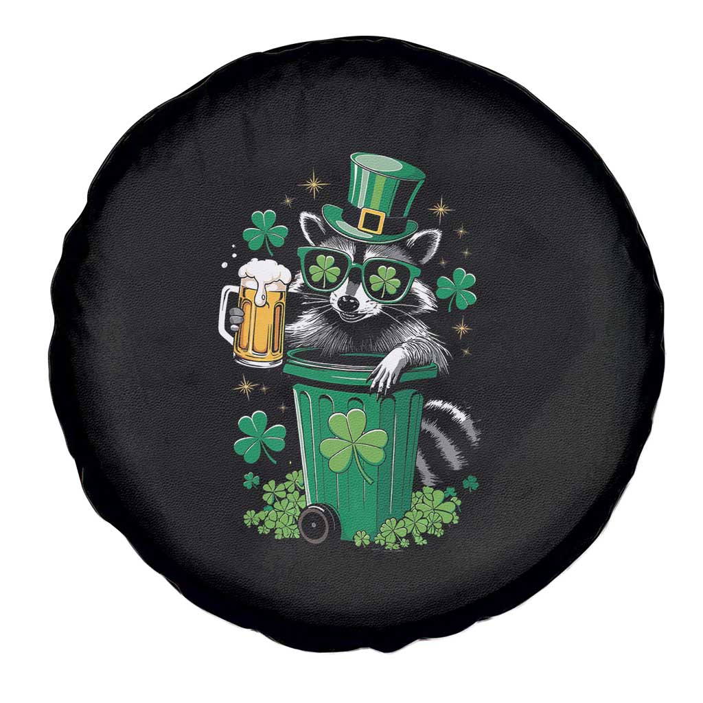 Funny St.Patrick's Day Raccoon Spare Tire Cover Patrick Drinking Irish