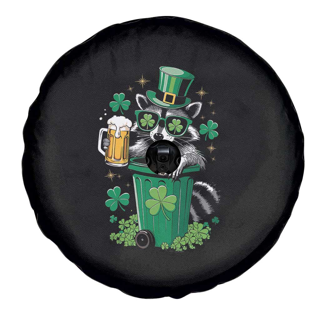 Funny St.Patrick's Day Raccoon Spare Tire Cover Patrick Drinking Irish