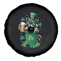 Funny St.Patrick's Day Raccoon Spare Tire Cover Patrick Drinking Irish